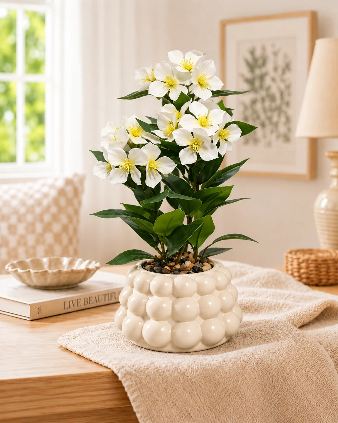 Azalea Artificial Flower Arrangement - White