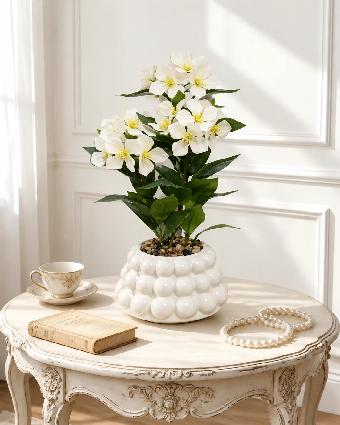 Azalea Artificial Flower Arrangement - White