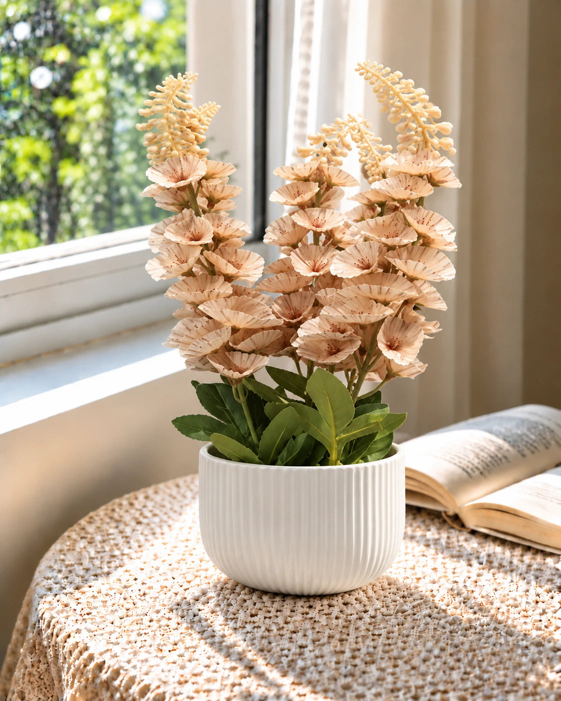 Delphinium Artificial Flower Arrangement - Peach