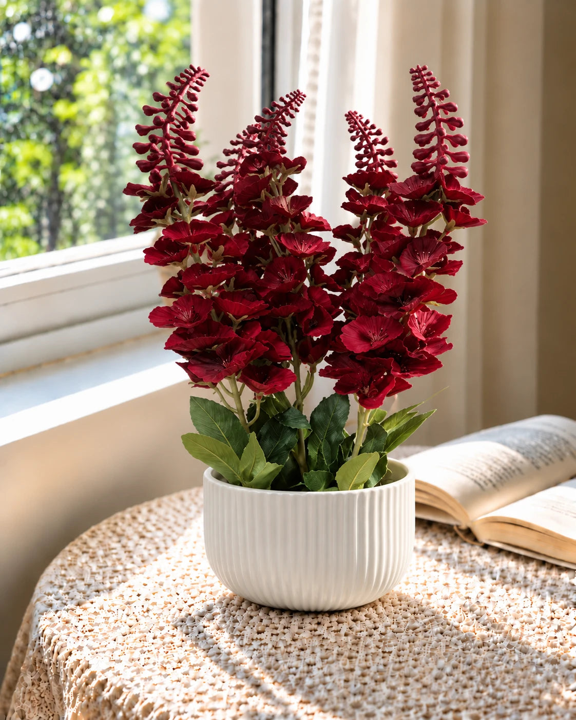 Delphinium Artificial Flower Arrangement - Burgundy