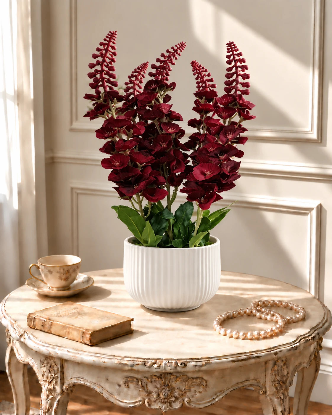 Delphinium Artificial Flower Arrangement - Burgundy
