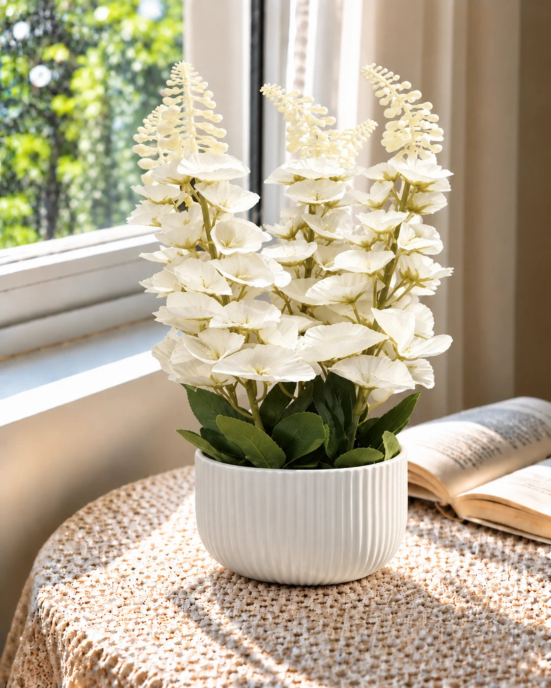 Delphinium Artificial Flower Arrangement - White