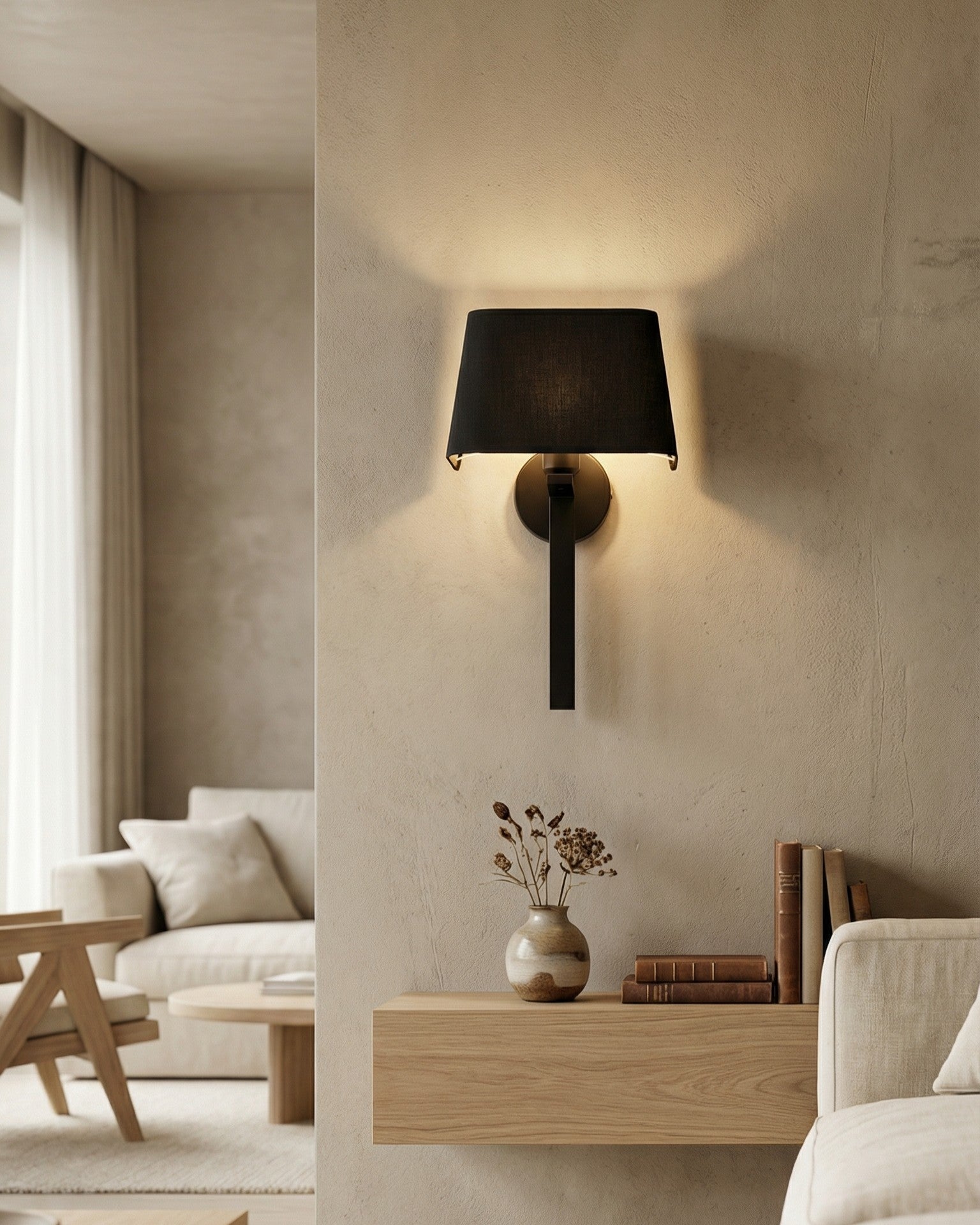 Velmora Shadecrest Wall Light - Black 