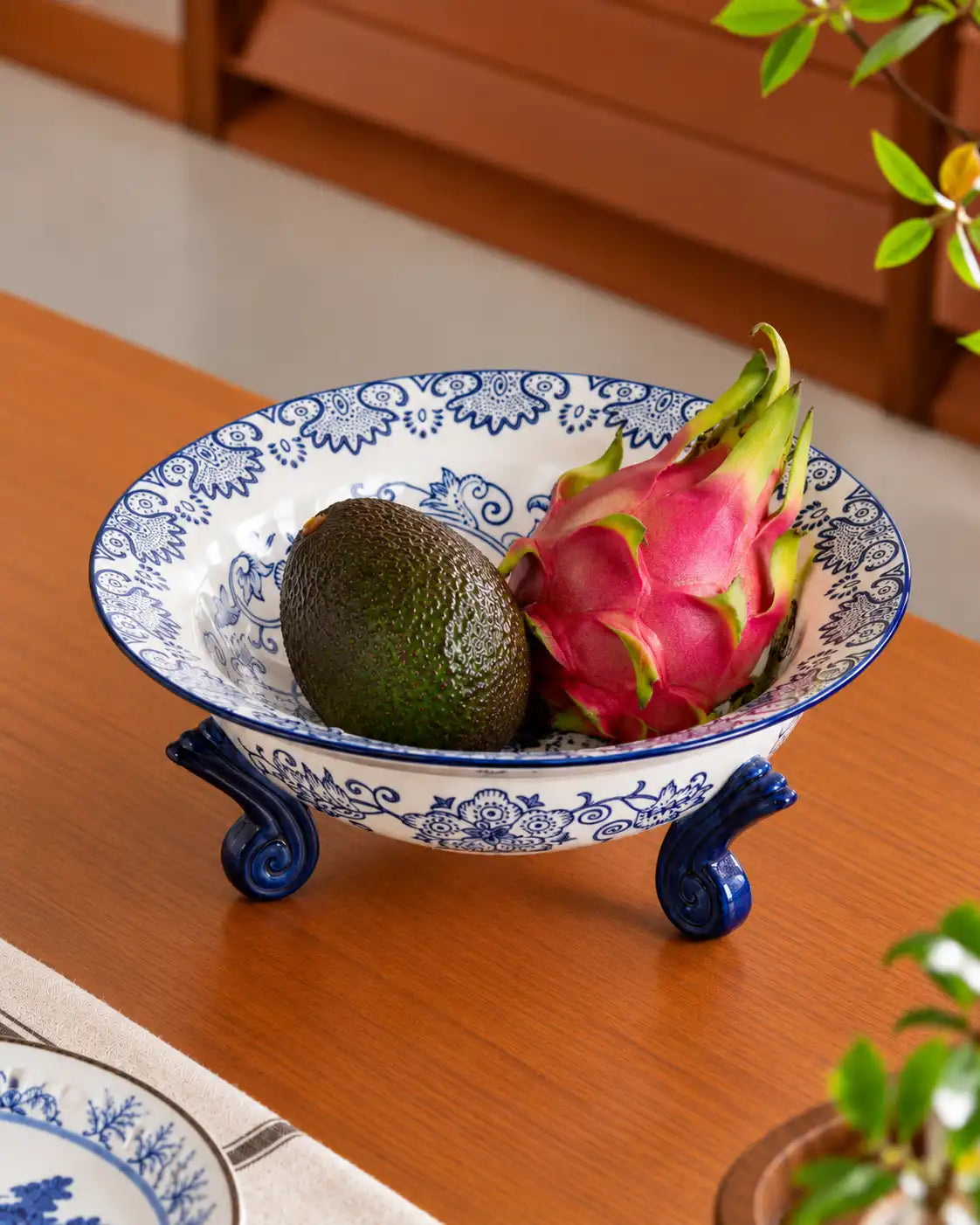 Traditional Blue & White Hand-Painted 3-Footed Bowl