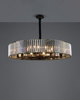 Modern Ribbed Crystal Drum Chandelier 