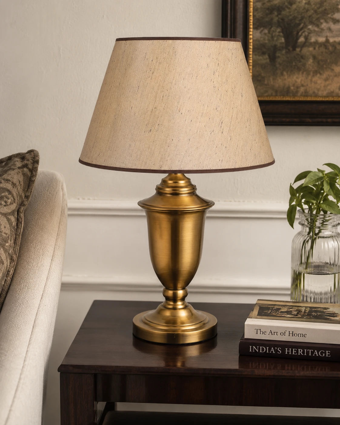 Sculptural Brass Finish Table Lamp 