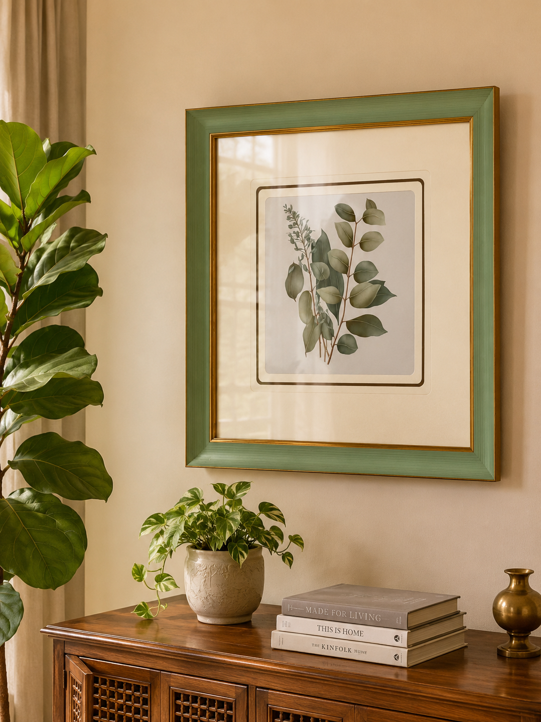 Green Eucalyptus Leaves Print "25x25" Inches 