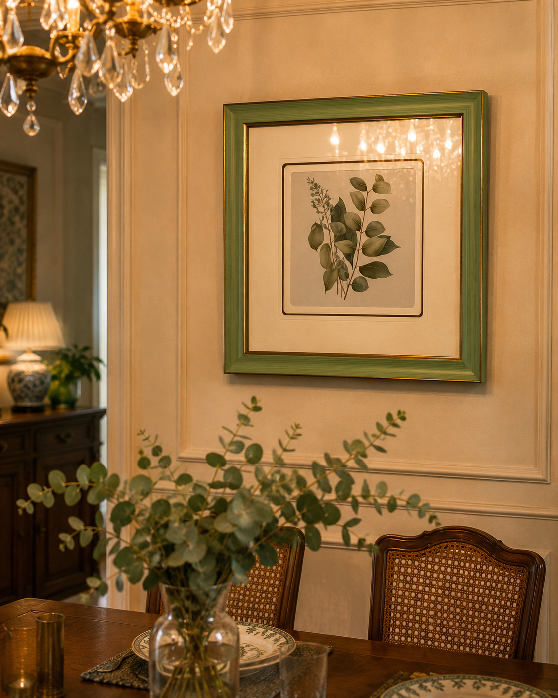 Green Eucalyptus Leaves Print "25x25" Inches 
