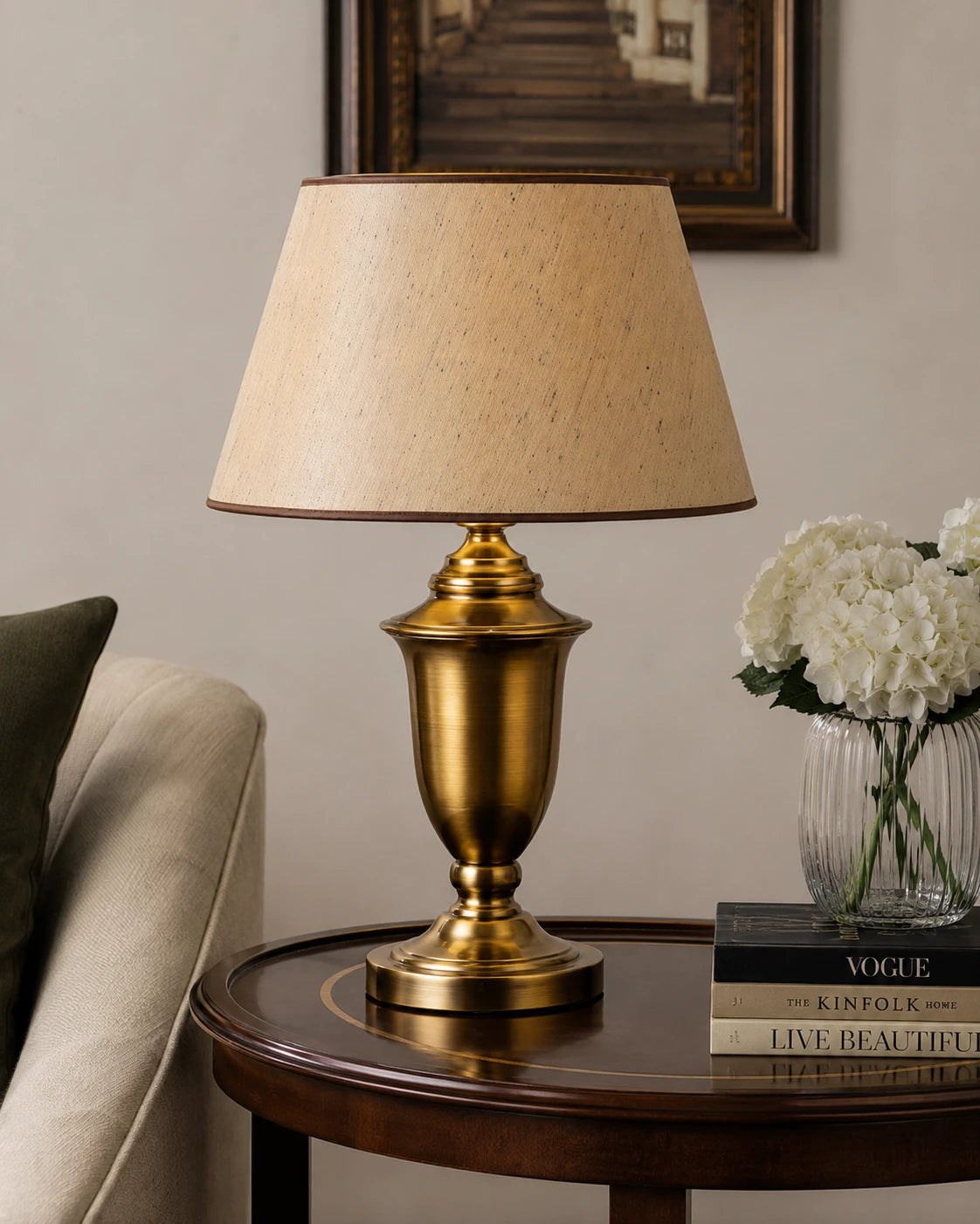 Sculptural Brass Finish Table Lamp 