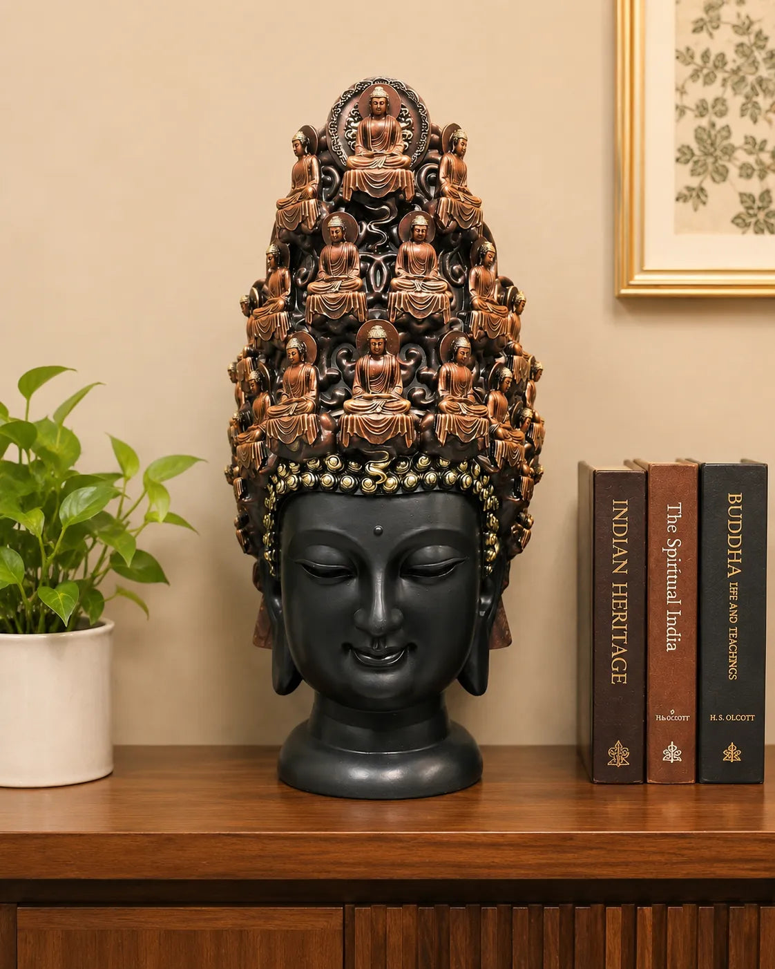 Crown of Ascending Buddhas Sculptural Bust