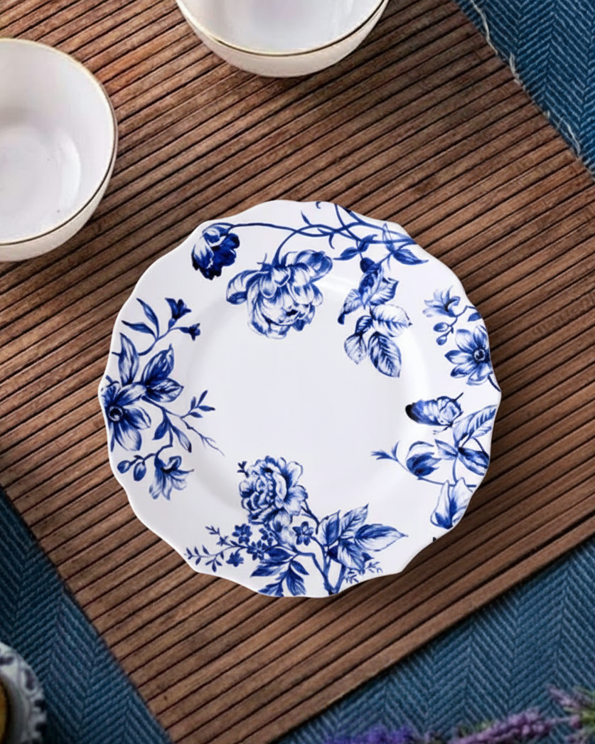 Blue & White Floral Elegance Quater Plate 