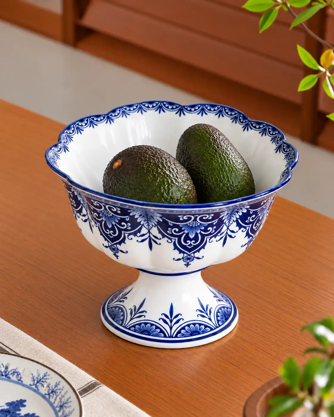 Ornate Floral Pedestal Fruit Bowl