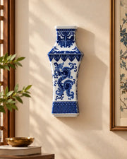 Celestial Tower Blue and White Wall Vase
