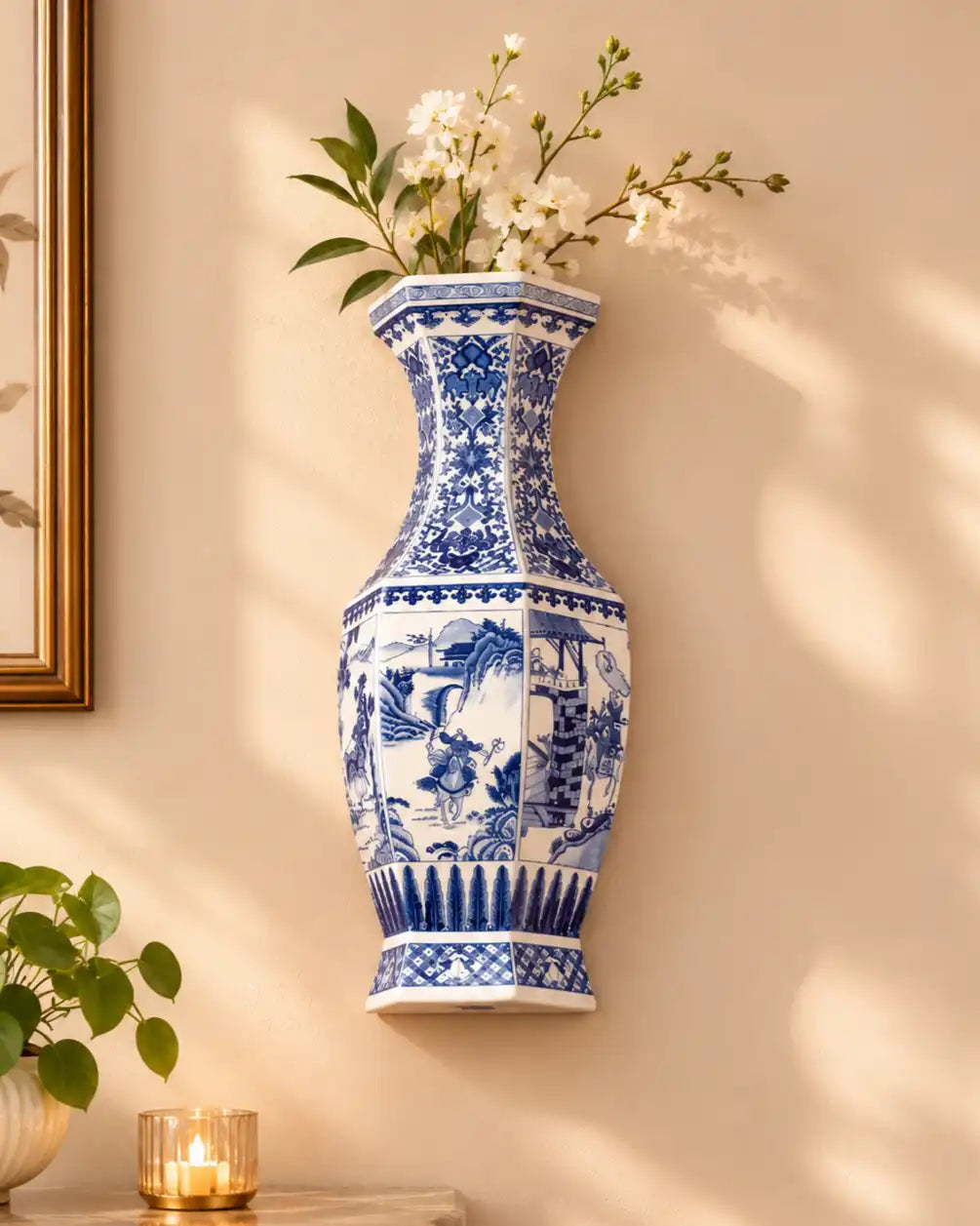 Blue & White Heritage Decorative Wall Vase
