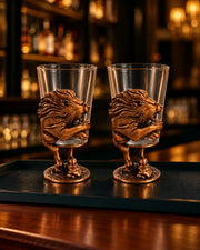 Bronze Lion Sculptural Shooters - Set of 2