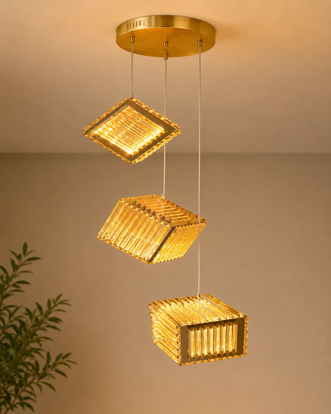 Crystal Cube Cluster Pendant Light