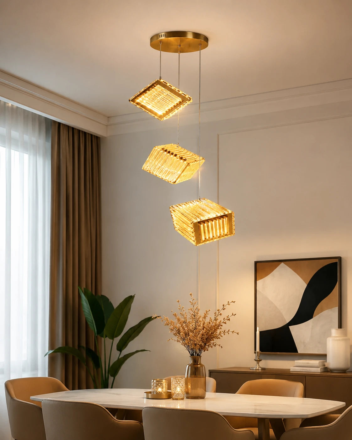 Crystal Cube Cluster Pendant Light 