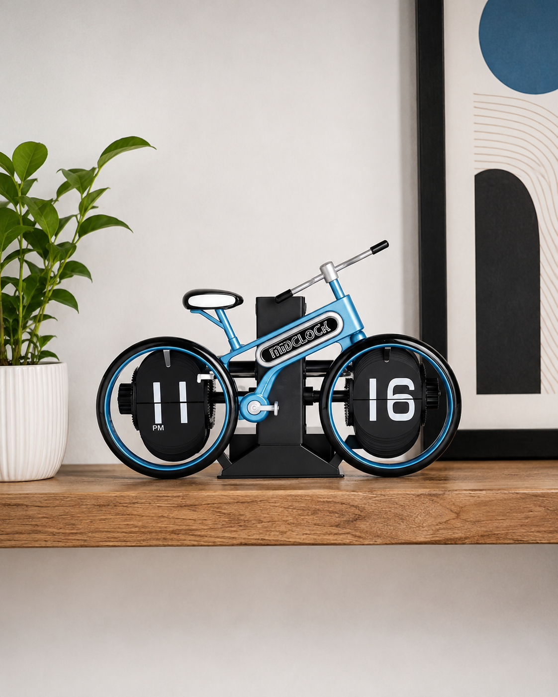 Vintage Cycle Wheel Flip Clock - Blue 