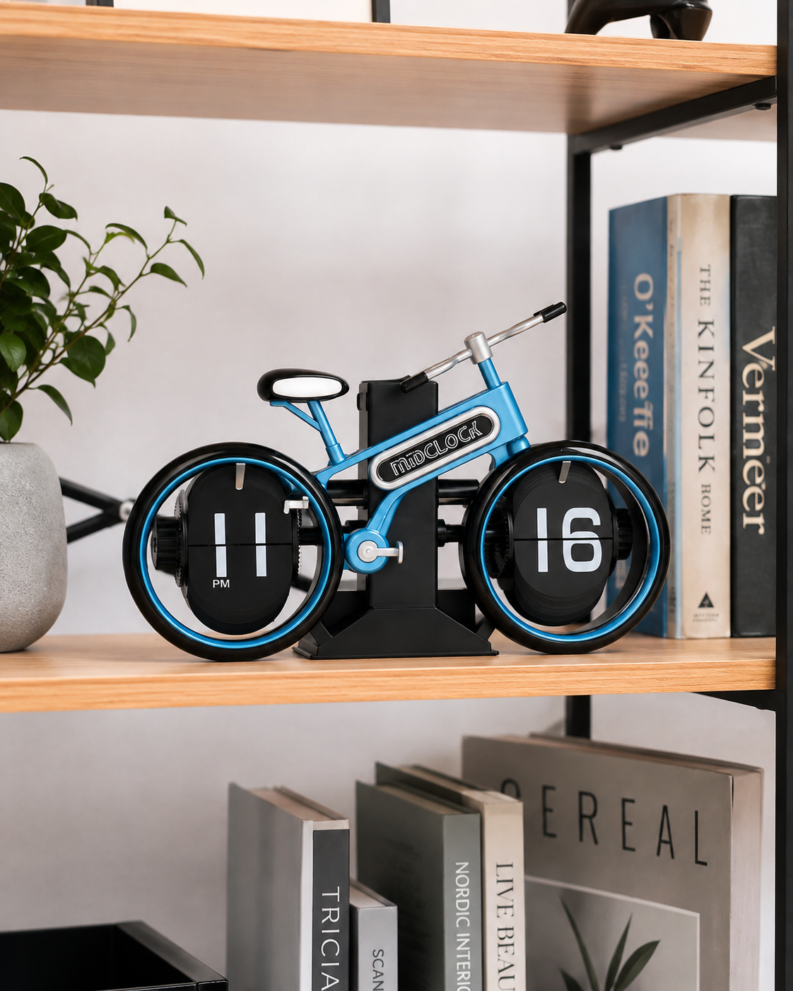Vintage Cycle Wheel Flip Clock - Blue 