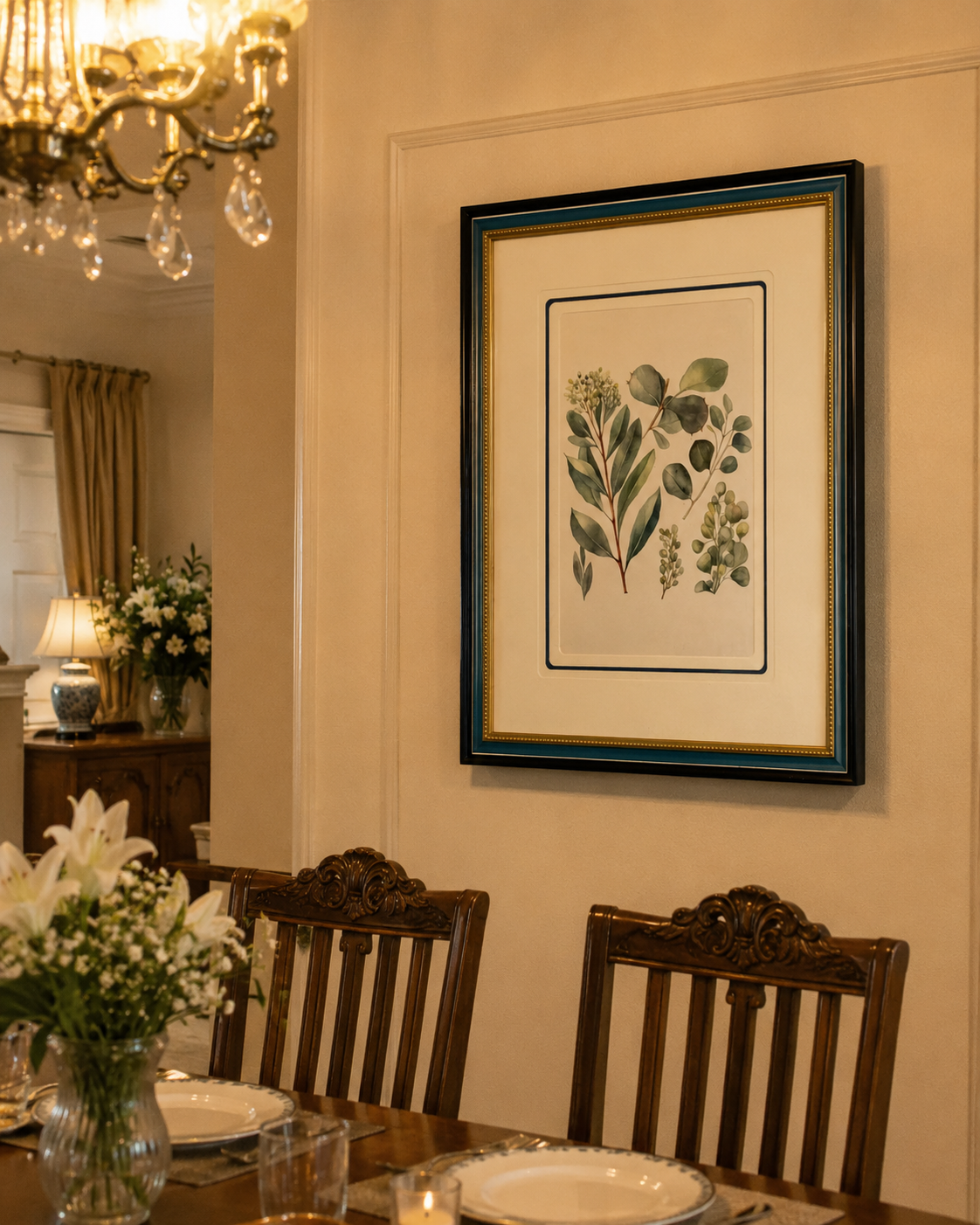 Green Eucalyptus Leaves Print "24x30" Inches