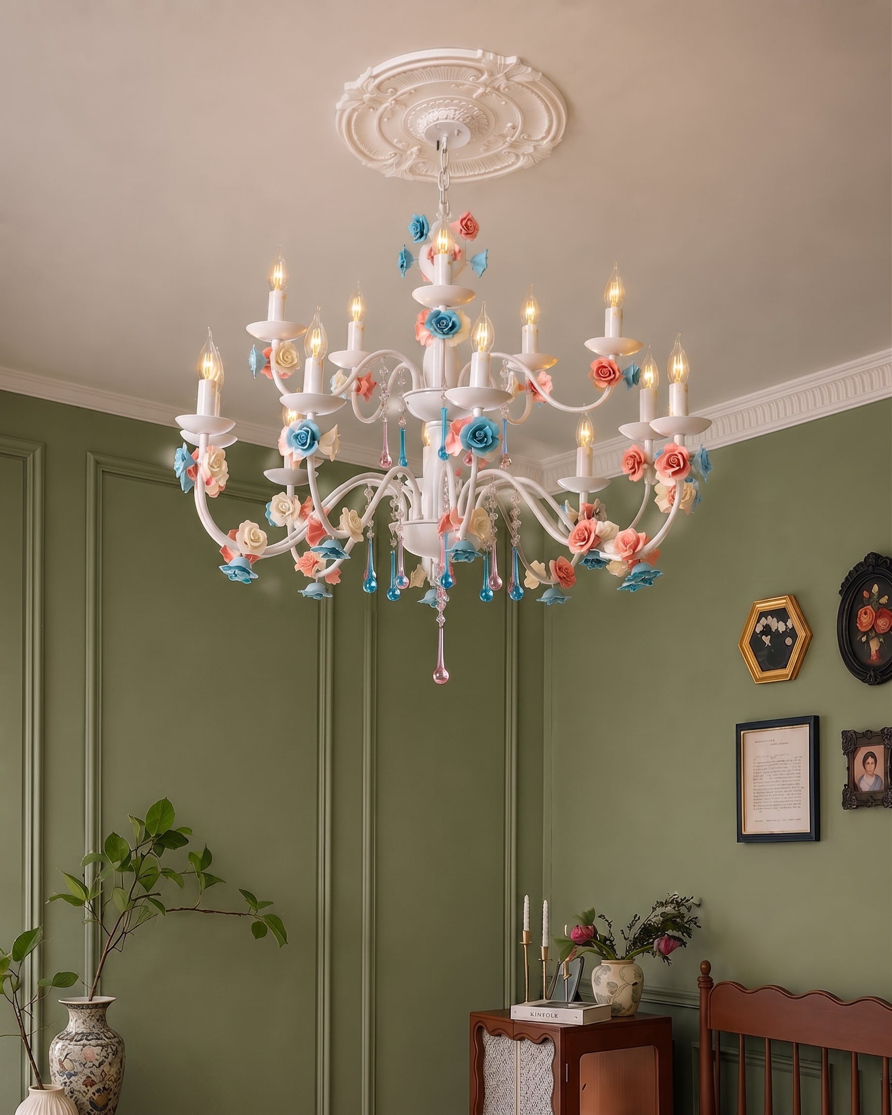 Blush Bloom French Floral Chandelier 