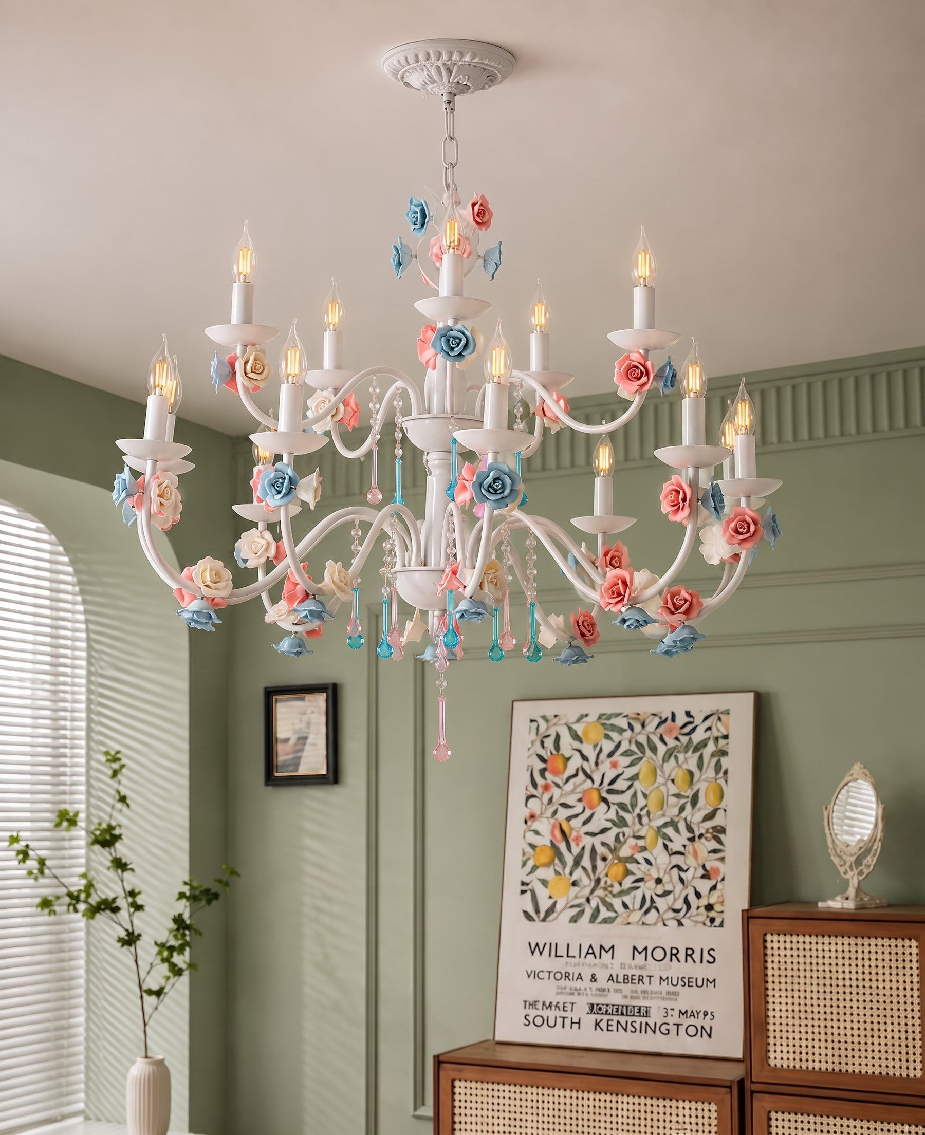 Blush Bloom French Floral Chandelier 