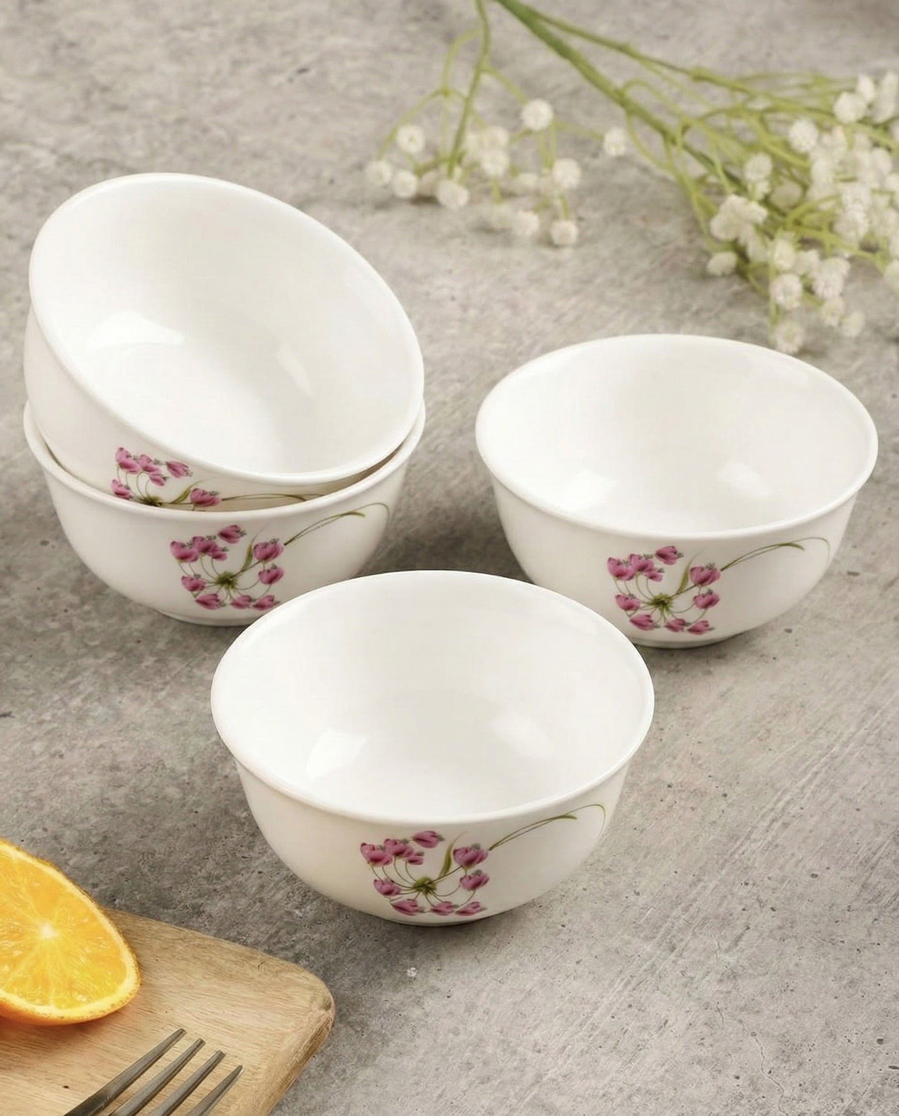 Pink Floral Porcelain Katori 