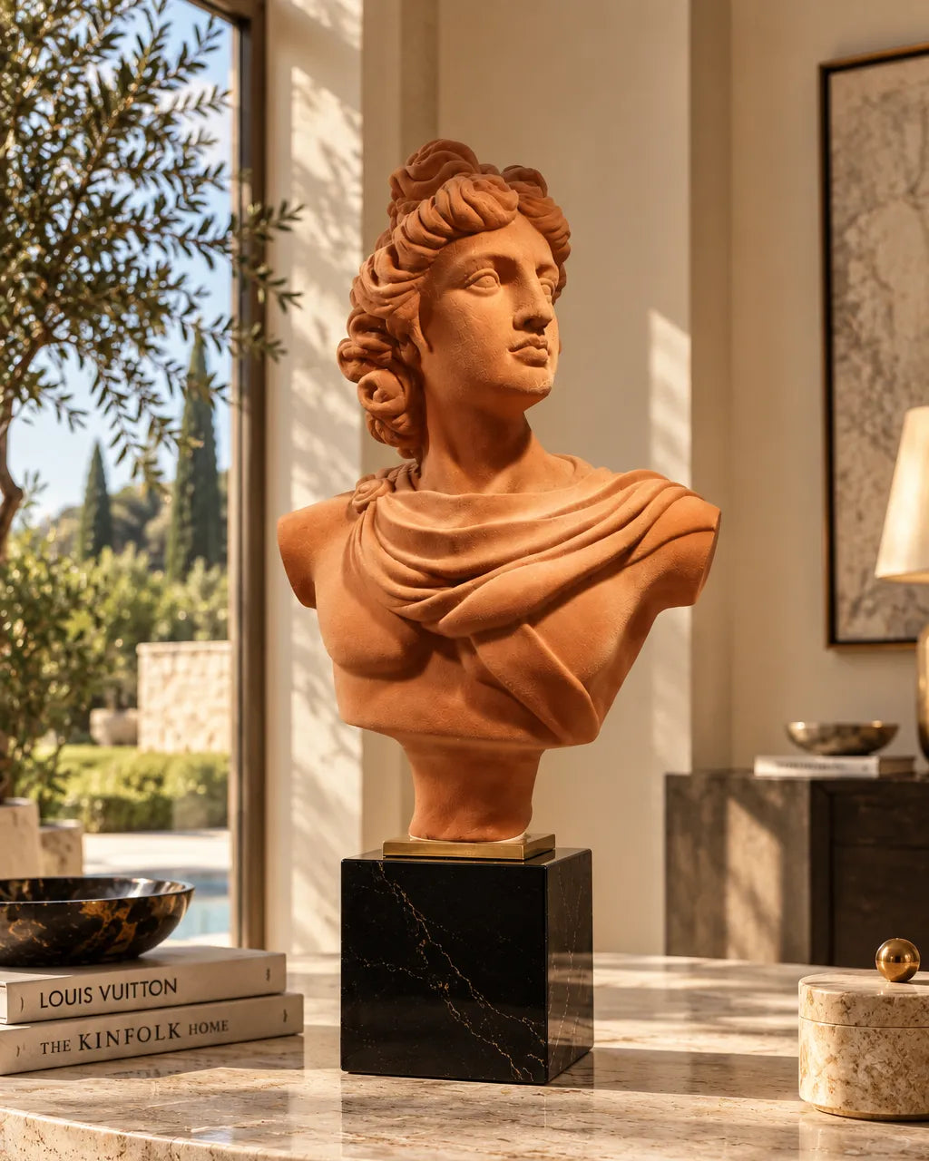 The Apollo Crowned Velvet Bust Sculpture