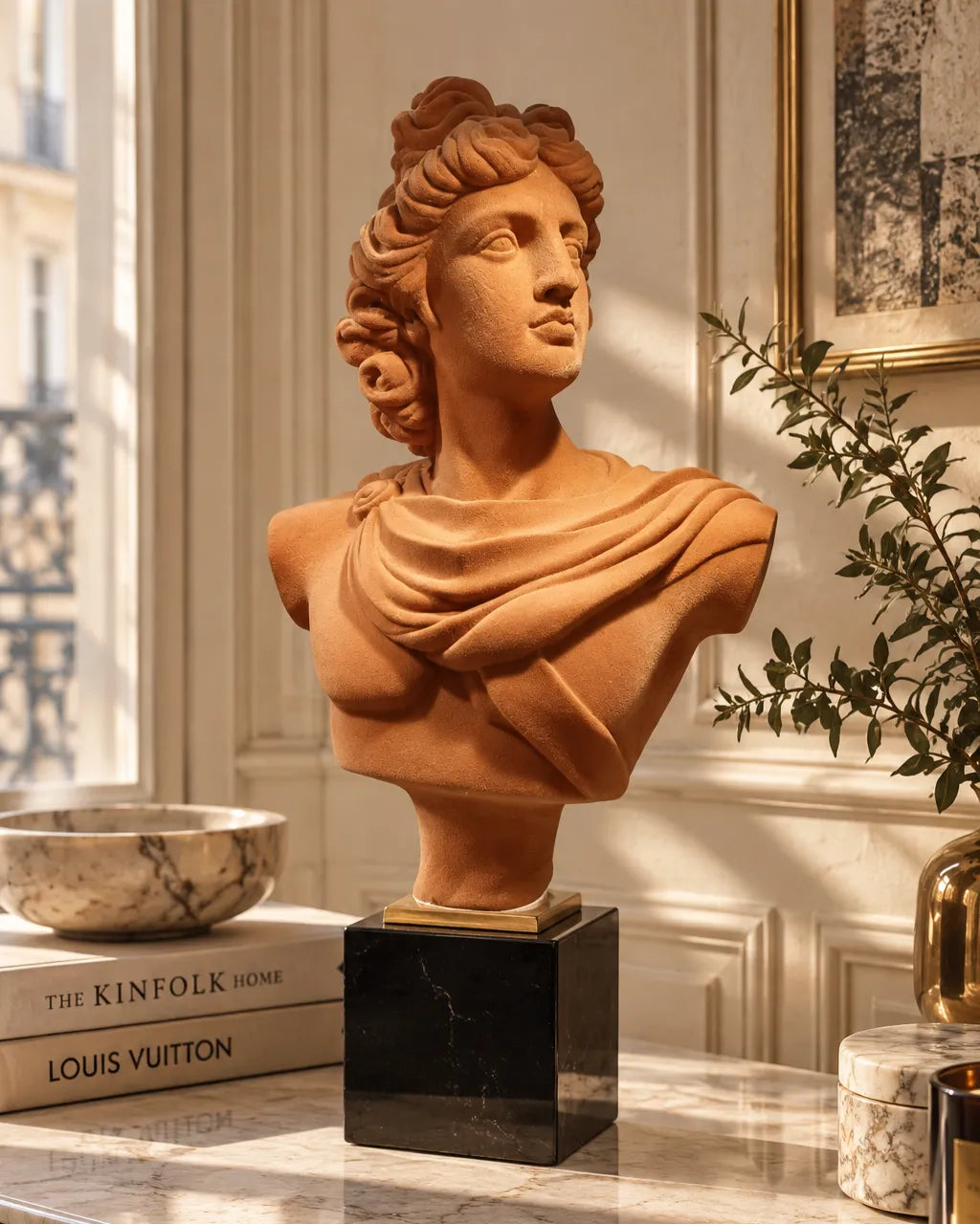 The Apollo Crowned Velvet Bust Sculpture