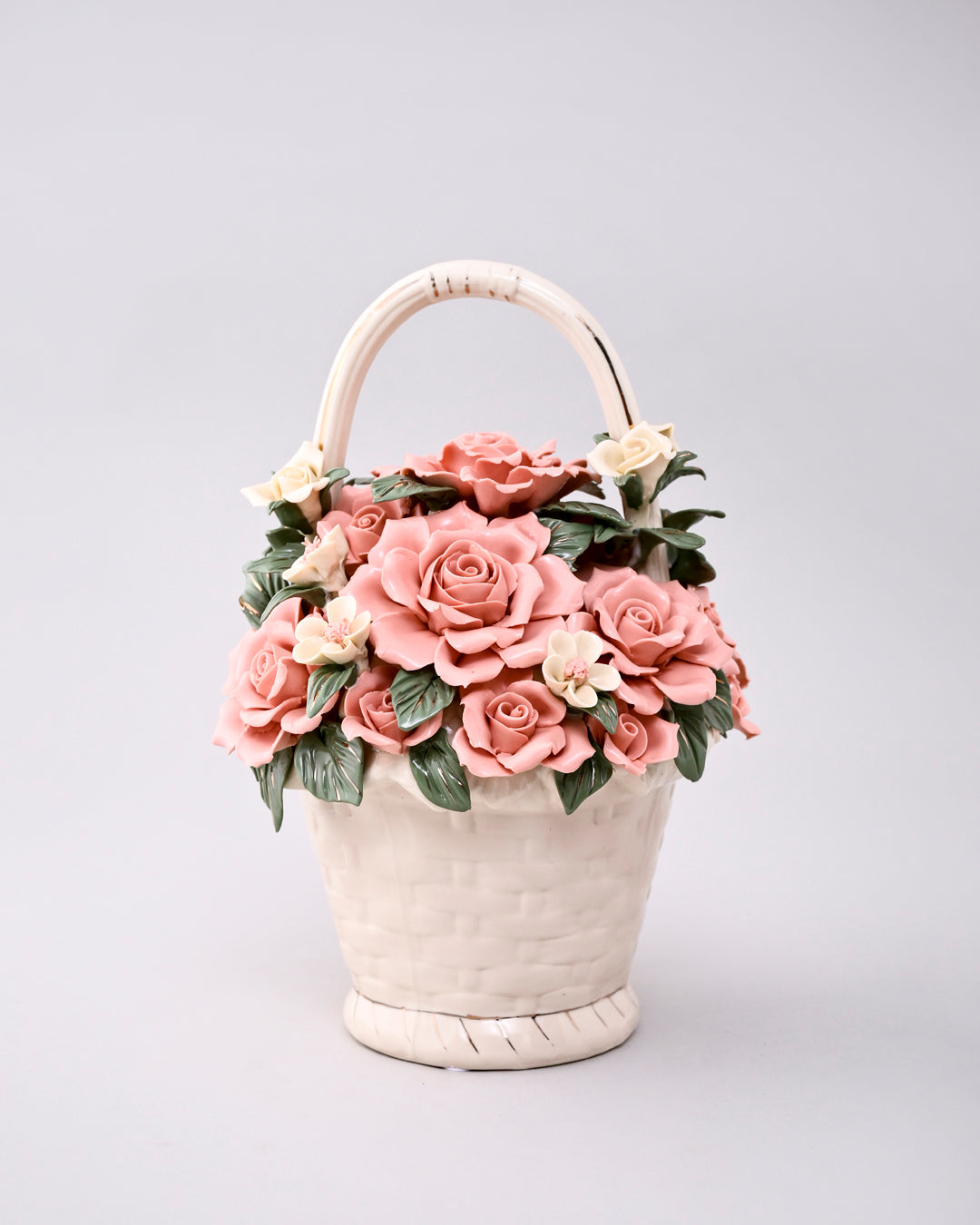 Ceramic Flower Basket Tabletop Decor 