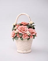Ceramic Flower Basket Tabletop Decor 