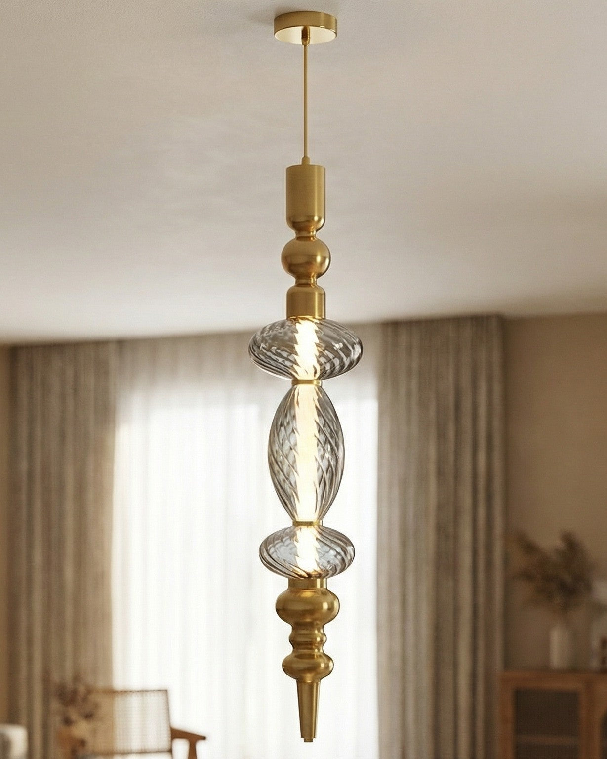 Lumivault Regal Drop Pendant Light - Smoke 