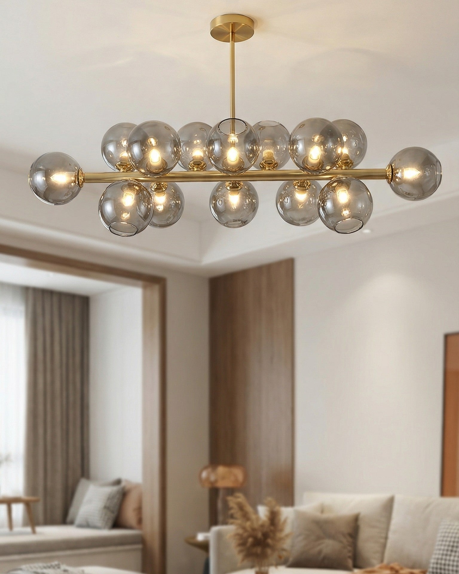 Liner Globe Bar Chandelier - Smoke 