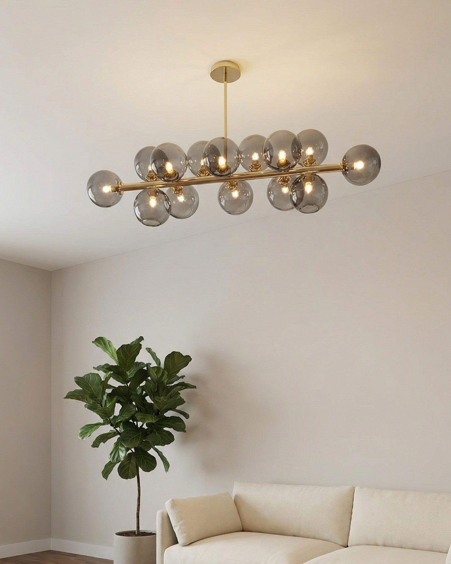 Liner Globe Bar Chandelier - Smoke 