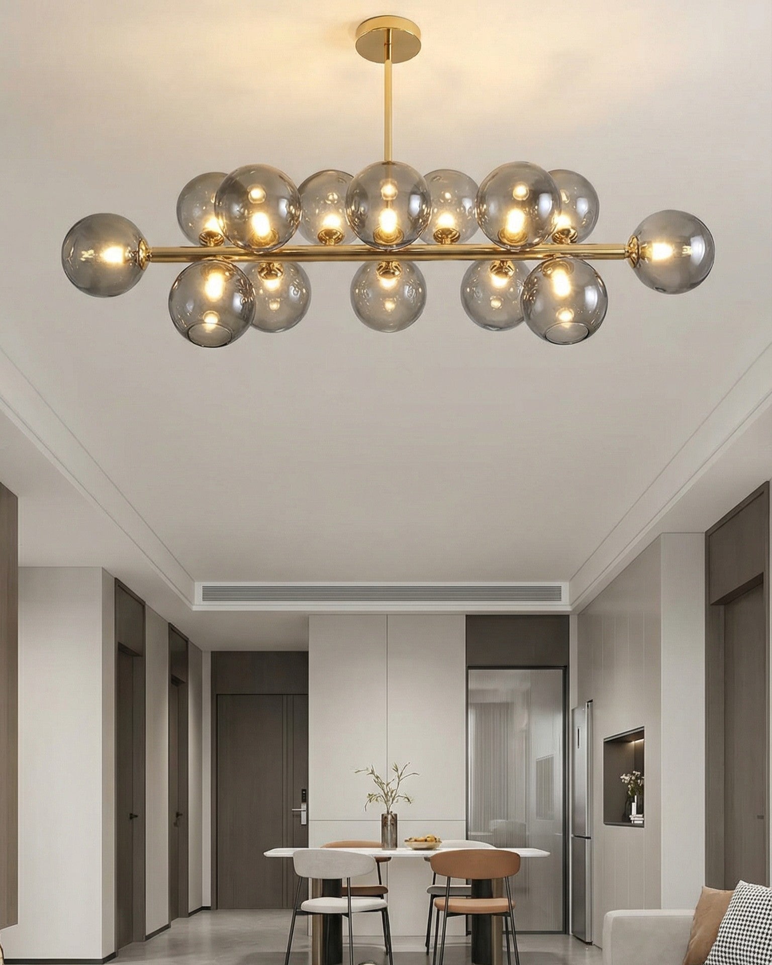 Liner Globe Bar Chandelier - Smoke 