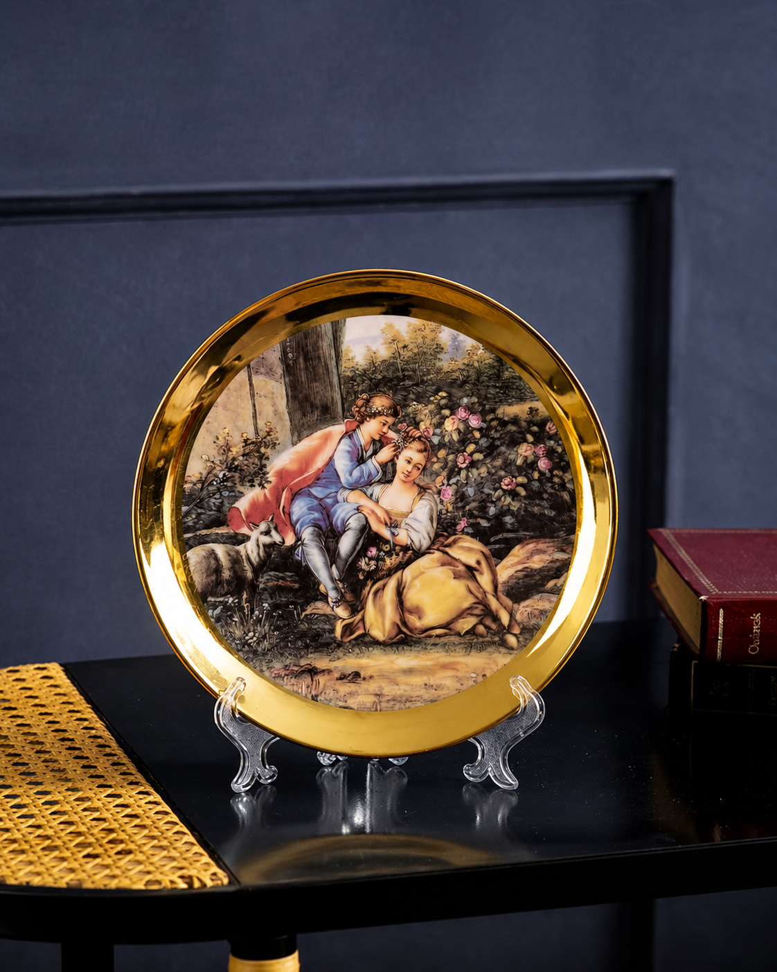Victorian Elegance Golden Rim Decorative Plates - 27 CM 