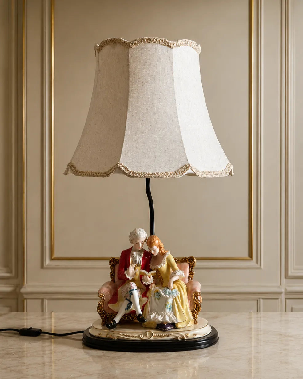 Readers on Settee Porcelain Figurine Lamp 
