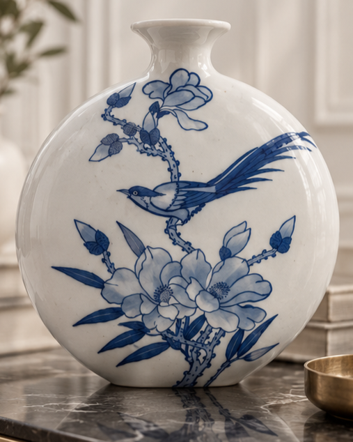 Songbird Blossom Moon Vase 