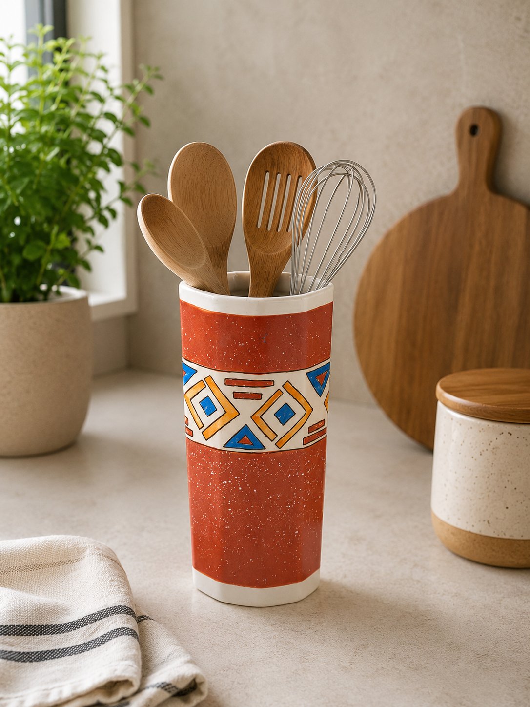 Artisan Ceramic Utensil Holder 