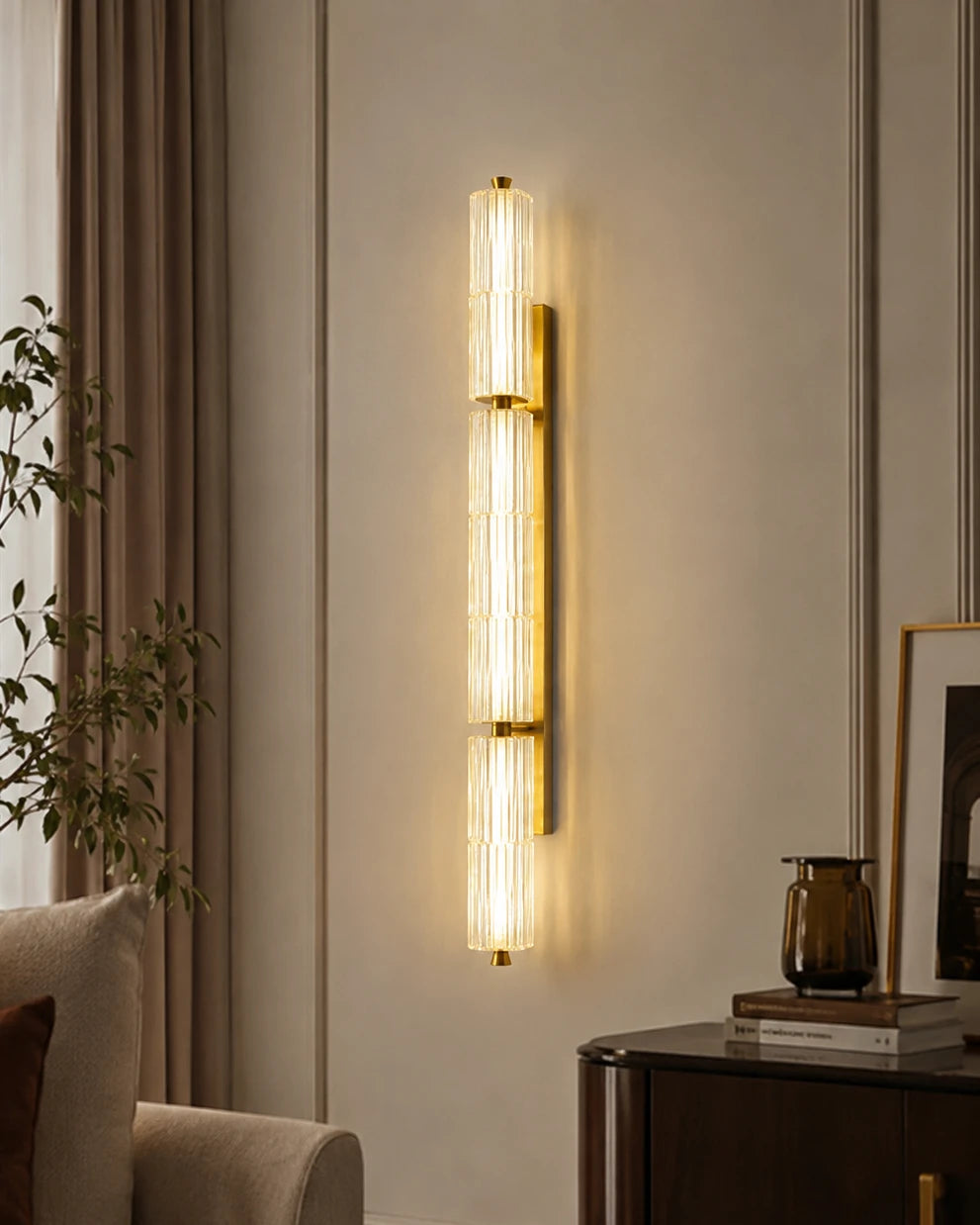 Aurelia Fluted  LED Wall Light with Gold Accents - The Decor Kart