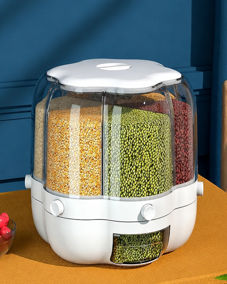 Smart Grain Storage Dispenser with Drawer & One-Touch Push Button 