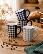 Plaid Charm Ceramic Coffee Mug - Set Of 4 