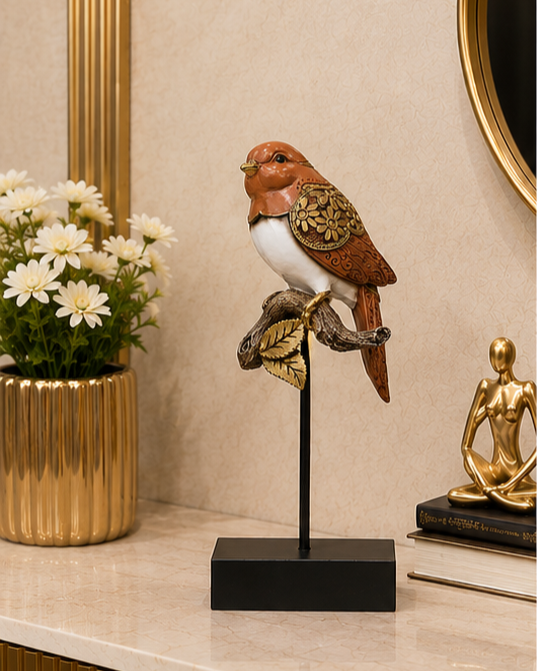 Branch Songbird Decorative Figurine - Brown 