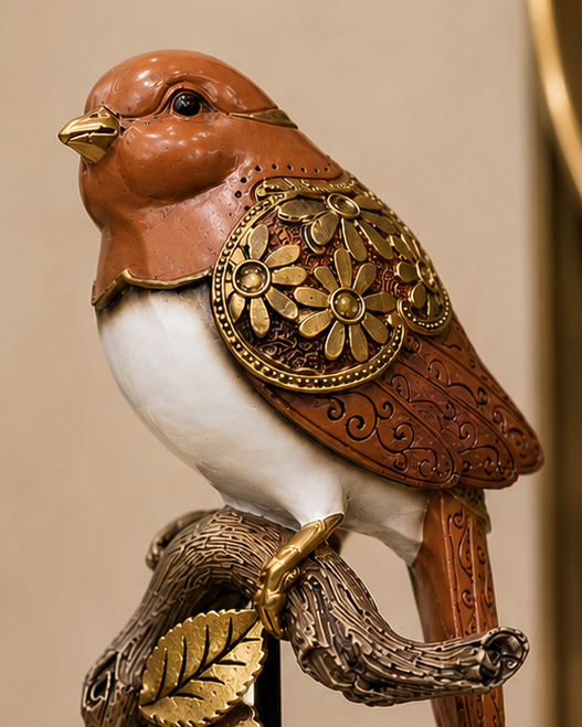Branch Songbird Decorative Figurine - Brown 