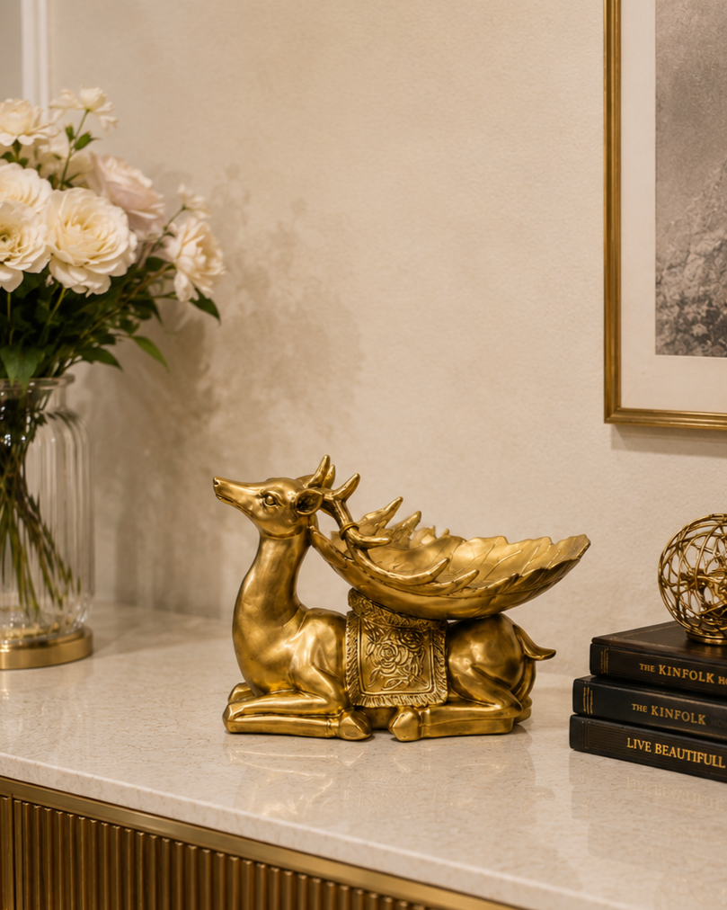 Golden Deer Decorative Bowl 