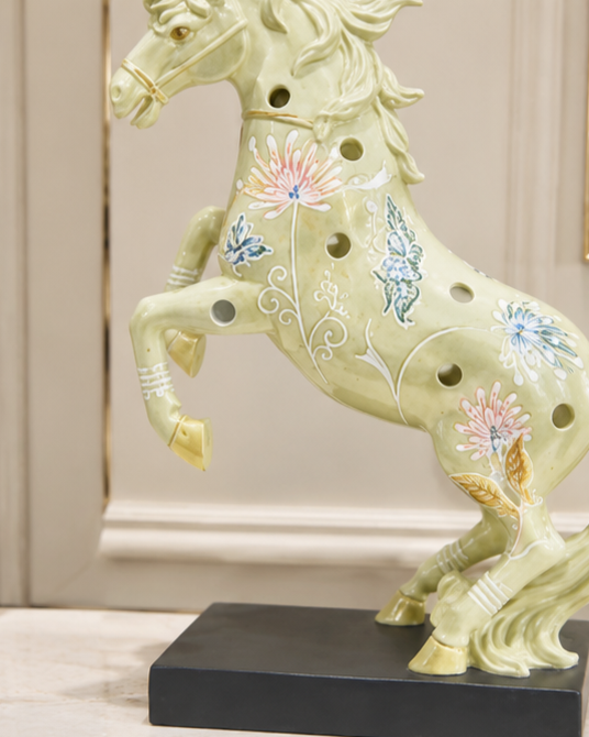 Majestic Floral Decorative Horse Figurine