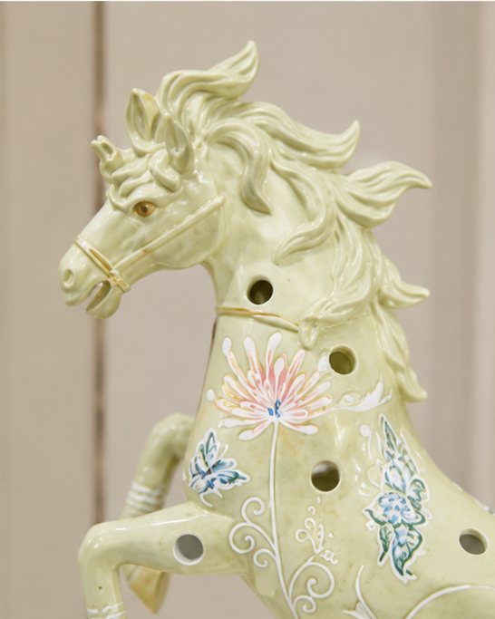 Majestic Floral Decorative Horse Figurine 