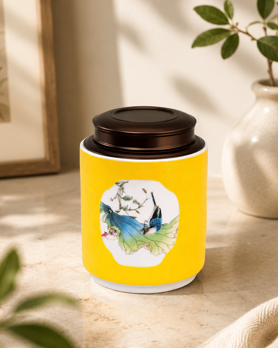 Canton Porcelain Storage Jar - Yellow 