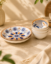 Indigo Artisan Katori & Pasta Bowl - Set Of 6