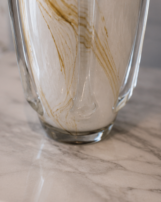 Golden Marble Art Glass Vase - Large 
